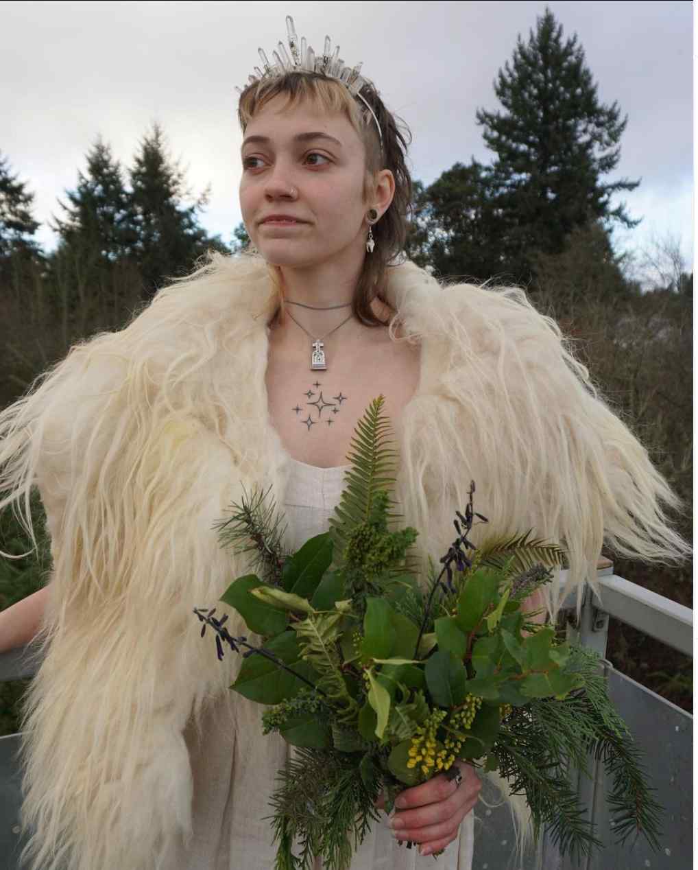 Bride in an Elemental Child Bridal Crown