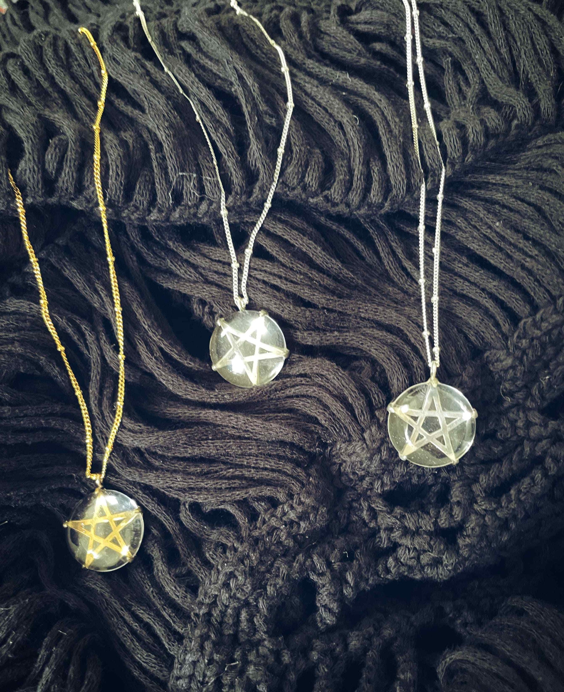 Elemental Child Crystal Crowns Jewelry Priestess Charm Necklace :: brass :: pentacle