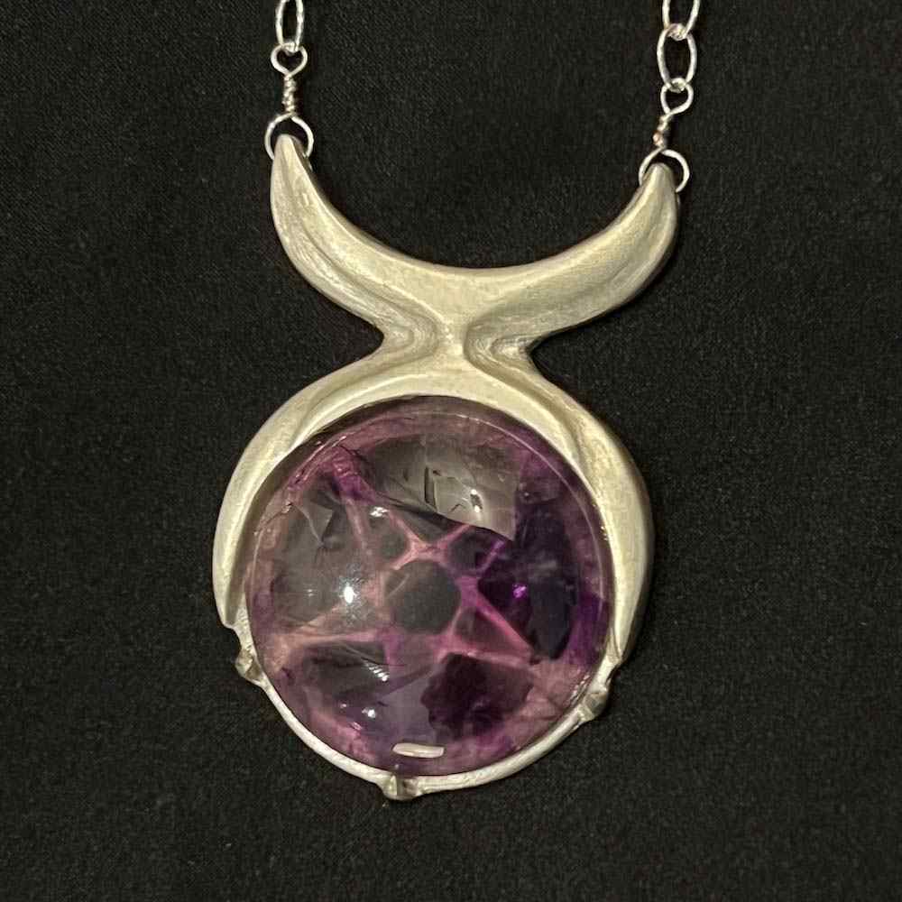 Elemental Child Crystal Crowns Sterling Silver Priestess Necklace :: Sterling Silver :: Amethyst