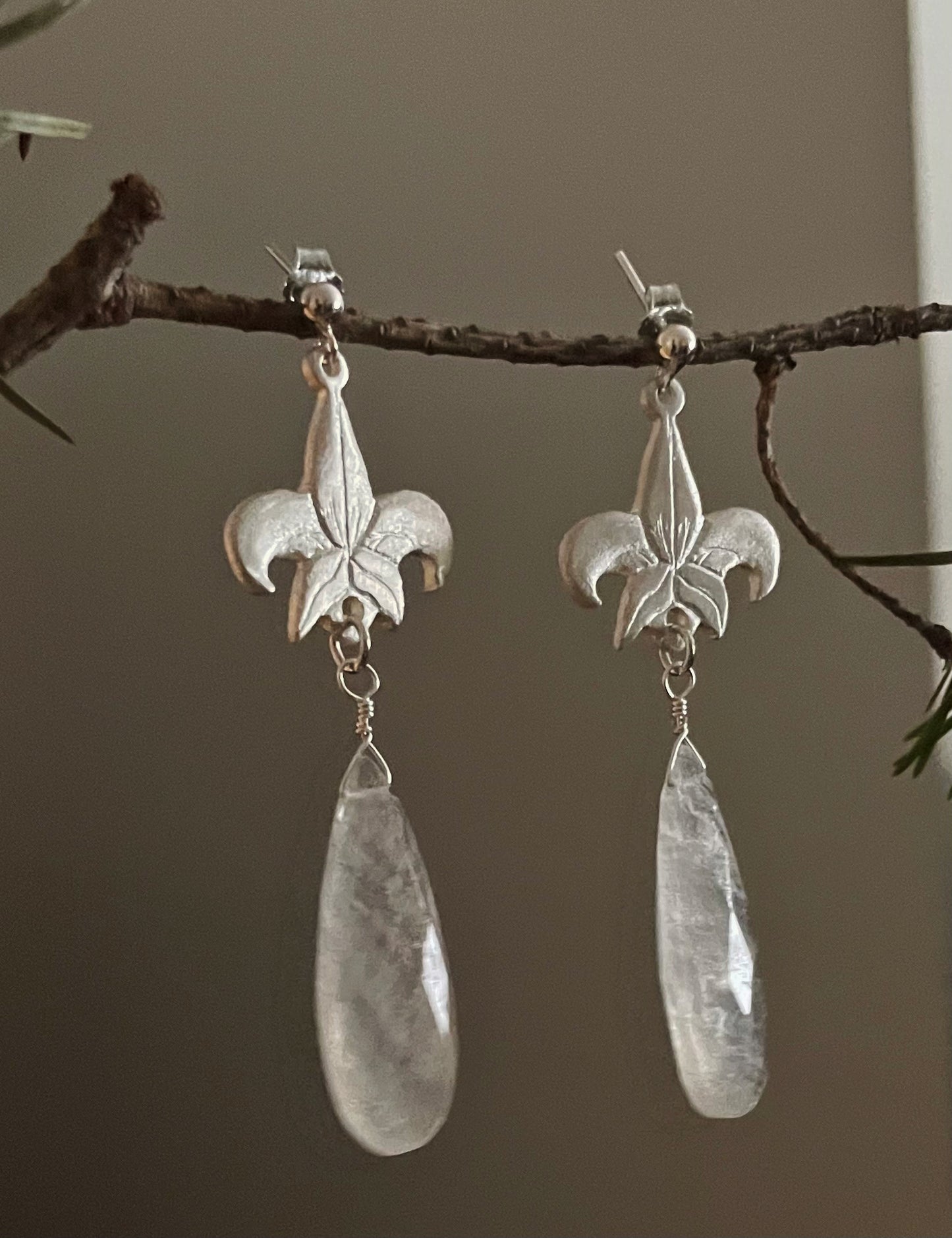 Fleur de Lily Earrings :: Sterling Silver :: Moonstone