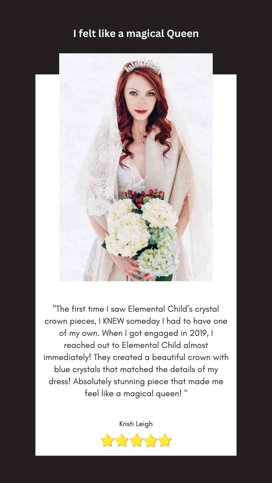 Bride Kristi Leigh in Elemental Child Bridal Crown