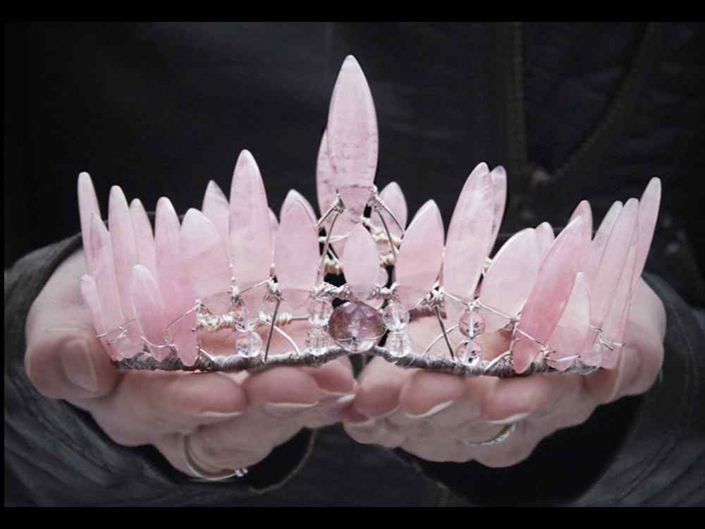 Elemental Child Crystal Crowns Crown Mountain Witch with Rose Quartz Leaves