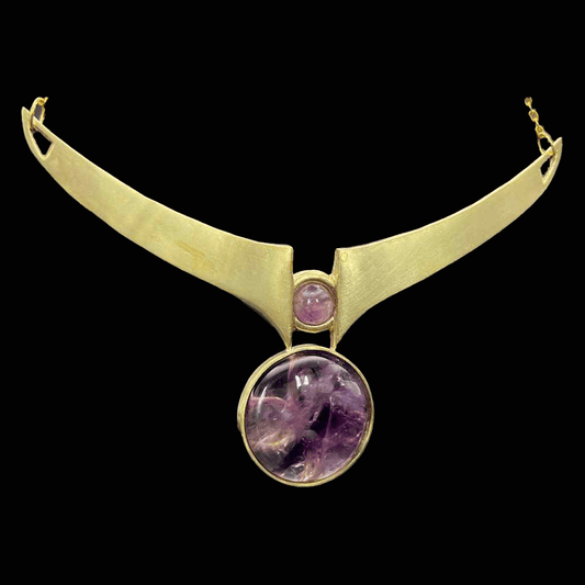 Elemental Child Crystal Crowns Necklace Piper at the Gates of Dawn Necklace :: Brass :: Smooth Amethyst