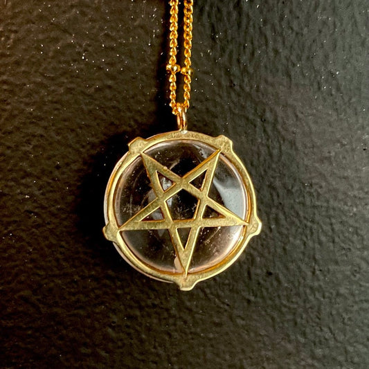 Elemental Child Crystal Crowns Priestess Charm Necklace :: Brass :: Pentagram