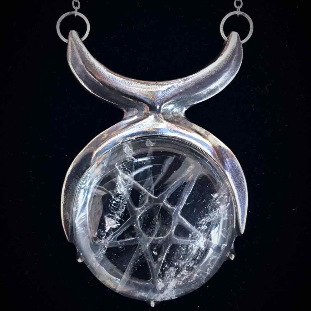 Elemental Child Crystal Crowns Sterling Silver Priestess Necklace ::  Sterling Silver :: Clear Quartz
